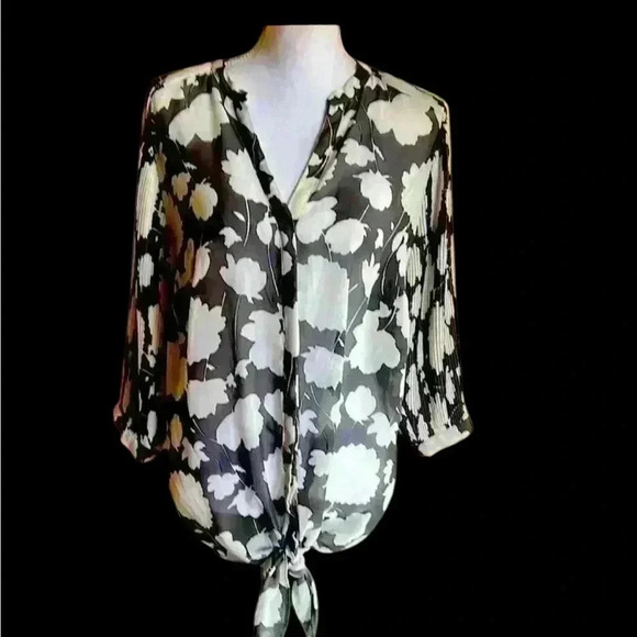 Lane Bryant ladies silky blouse ties at bottom V Neck 14/16. Excellent condition - Picture 1 of 15